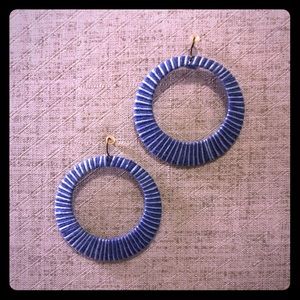 Threaded Blue Circle Earrings